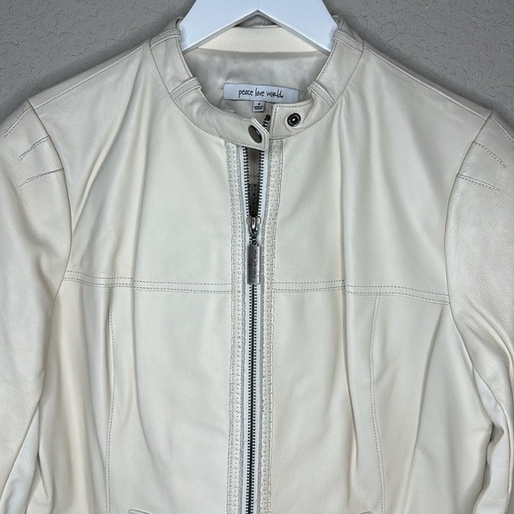 NWOT Peace Love World Leather Mixed Media Jacket Size 4 - Picture 2 of 16